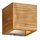 Trio Leuchten LED Wandleuchte Brad 223710130, Metall Nickel antik, Holz, inkl. 4.3 Watt LED, Switch Dimmer, Braun