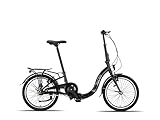 PACTO Seven N7 Klapprad 20 Zoll mit Schnelles Faltsystem (10 Sek), Aluminiumrahmen, Leichtgewicht (16KG), 7 Nabenschaltung, Handbremsen + Rücktrittbremse, LED-Licht, Faltrad (Schwarz)