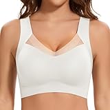 Jiuday Nahtloser BH ohne Bügel Große Brüste Starker Halt Spitze Sport BH Bustier Damen Gepolstert Soft Comfit Bügelloser Push Up BHS Haltungskorrektur Bra Seamless Bralette (Weiß,L)