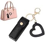 Mini Lipstick Storage Bag - PU Leather Travel Case with Love Pendant | 9x3cm 21g Compact Organizer for Lipstick Lip Gloss, Brown Pink White Light Blue Black, Fashion Makeup Gift for Women