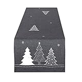 Tischläufer WINTERWALD grau, 40x140 cm, Moderne Tischdecke zu Weihnachten