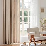 Wycian Vorhänge Küche Abdunkelnde Vorhänge Leichter Kaffee und Sahne 2 Er Chenille Jacquard-Patchwork H214 X B132Cm für Schlafzimmer