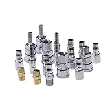Hemobllo 18 Stück Kompressor Verbindungsstück, Verbindungsstück, Schnelldichtungsset, 1/4 Zoll, Luftleitung, Schlauchablauf männlich weiblich