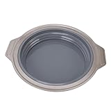 22 Cm Runde Kuchenform, Silikon-Presstyp, Schnellverschluss-Brownie-Pfanne mit Griffen, Multifunktionale Faltbare Backform für Schichtkuchen, Käsekuchen, Chiffon-Kuchen (GRAY)