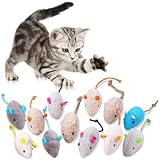 Adiwo Katzenspielzeug Maus - 12 Stück Plüsch Mäuse Mit Katzenminze, Interaktives Spielzeug für Katzen und Kätzchen