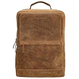 Hide & Stitches Idaho Lederrucksack mit Laptopfach, Rolltop, Organizer, Hunter-Leder, geeignet für 15,6-Zoll Laptop, gepolsterte Schultergurte und Rückenteil