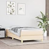 Tidyard Boxspringbett Jugendbett mit Lattenrost Bett mit Kopfteil Bettrahmen Gästebett Polsterbett Schlafzimmerbett Designerbett Doppelbett/Einzelbett Hotelbett Creme 100x200 cm Stoff
