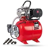 WALTER Edelstahl-Hauswasserwerk 1200 W, zur Förderung von klarem Wasser, zuverlässige Wasserversorgung, Fördermenge 3.800 l/h, mit integriertem Manometer, inkl. nötige Filter und Anschlussadapter