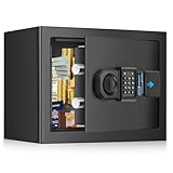15L Safe Tresor für Zuhause, Feuerfester Safe mit Ersatzschlüssel, Abnehmbarem Regal und Alarmanlage, Klein Digitaler Tresore mit Zahlenschloss für Bargeld Wichtiger Dokumente