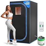 SereneLife mini Sauna für zuhause, Infrarotsauna, Dampfsauna für zuhause, Portable Sauna, mit Sauna Zubehör: Dampfgenerator für Dampfbad, Fernbedienung, klappbarer Stuhl, Timer