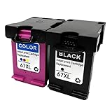 HondoKet 67XL IInk Box Schwarz + Mehrfarbige Druckerpatronen Tintenbox-Zubehör Kompatibel für HP67 XL Tintenersatz für DeskJet 1255 2732 4140 4155 Drucker