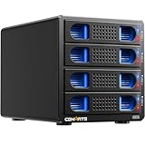 Festplattengehäuse, CENMATE 4 Bay RAID Gehäuse mit Lüfter für 2.5/3.5 SATA HDD/SSD, USB A/C 3.0＋eSATA Kabel, 3.5 Festplattengehäuse unterstützt 80TB Kapazität, 8 RAID Modi, DAS(NO NAS)