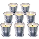 Topsics Citronella Kerze Outdoor, 8 Stück Zitronella Kerzen, Natürliche Sojawachs Zitronengras Duft Kerzen, Zitronella Candles für Garten,Terrasse, Picknick,Camping, Brenndauer 80-96 Std