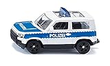 siku 1569, Land Rover Defender Bundespolizei, Polizei Spielzeug-Auto, Metall/Kunststoff, Silber/Blau, Gummierte Reifen, Sportfelgen, Blauer Signalbalken, Anhängerkupplung