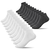 Falechay Socken Mädchen 31-34 Unisex Kinder Baumwolle Kurze Kindersocken Mädchen Sportsocken Weiß Grau 10 Paar