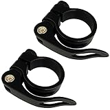 WINORDA Sattelklemme für Mountainbike, Rennrad, Aluminiumlegierung, Schnellspanner, 31,8 mm, Schwarz, 2 Stück