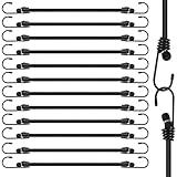 MUUKAIII 12 Stück Spanngummis mit Haken 39,3' (100CM) Schwarz Expander mit Haken Wetterfest Expanderseil 8mm Gepäckspanner Gummi Spanngurte Gummiseile mit Haken Gummispanner für Gepäck Dachträger
