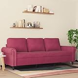 WEMYUFURN Samt Sofa 3 Sitzer XXL Komfort Sofalandschaft Metallgestell Wohnzimmer Couch Polstermöbel Grau