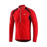 ARSUXEO Fahrradtrikot Herren Langarm Radtrikot HalbschließUng MTB Shirt Rennrad Trikot Fahrradbekleidung Atmung 6031 Rot XL