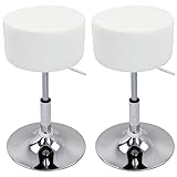 WOLTU BH14ws-2 Design Hocker mit Griff , 2er Set , stufenlose Höhenverstellung , verchromter Stahl , Antirutschgummi , pflegeleichter Kunstleder , gut gepolsterte Sitzfläche , weiß