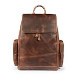 MegaGear Napa Rucksack aus echtem Leder, stilvoll, schützend, vielseitig, Mehrzweck-Rucksack, Tagesrucksack für Reisen, Laptop, Braun, Einheitsgröße, Rucksack aus echtem Leder