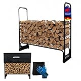 PROREGAL Kaminholzregal CHIMERA außen Metall inkl Abdeckung & Handschuhe 117x130x36cm Schwarz wetterfest Holzunterstand Kaminholzlager aus Stahl Brennholzregal Outdoor Holzstapelhilfe mit Plane