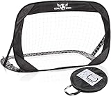 Goal Star Pop-Up Fußball Tor Torwand 120x80x80cm; Selbstaufbauendes Automatik Fussball-Tor klappbar mit Tragetasche (1x Schwarz)