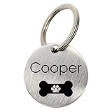 Hundemarke mit Gravur 30 mm, viele Motive | optional beidseitige Gravur | Pfote, Herz, Stern, Totenkopf, Sternschnuppe, Kreuz | Tiermarke für Hunde, Katzen, Welpen, Pferde
