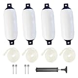 Fender Boot,Bootsfender,4-Teiliger Kotflügelsatz (Mit Kotflügelleitungen),Einschließlich Pumpe,Vier Luftbolzen,Antikollisionsschutz,für Boote mit einer Länge von weniger als drei Metern(40 x 11 cm)