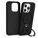 Pnakqil Magnetic Hülle für iPhone 14 Pro/13 Pro 6,1”mit 360°Spin Ständer,Dünn Handyhülle Stoßfest Kratzfeste mit Erhöhter Randschutz Halterung, Schutzhülle Silikon TPU Militärschutz Case, Schwarz