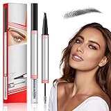 Augenbrauenstift,2-in-1 Dual Ended Eyebrow Pen Microblading Eyebrow Pen with 4 Fork Tip & Eyebrow Brush and Sealing Brow Gel Creates Natural Looking Brows (Schwarz)