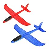 ZocRjvN 2 Stück Flugzeug Spielzeug, Wurfgleiter aus Styropor, Flugzeug Kinder für Outdoor-Spiele und STEM-Aktivitäten, 24 cm Handflugzeuge in Rot und Blau