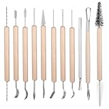 11 Stück Modellierwerkzeug, Ton Werkzeug, Polymer Clay Tools, Modelliermasse, Töpfer Set , Wooden Töpferzubehör Profis und Anfänger für DIY töpferwerkzeug Kunsthandwerk Modellierung Shaping Carving