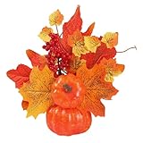 Künstliche Kürbisse – künstlicher Kürbis mit Ahornblättern – Ernte-Tischdekoration, Heimdekoration, Party-Ornamente für Halloween, Herbst, Erntedankfest