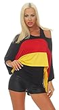 OSAB-Fashion 11555 Damen Fan-Shirt + Top Kurzarm Fußball EM 2020 WM EM DE Deutschland Flagge Deutschland Trikot (schwarz-rot-Gold, 36-38)