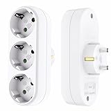 NEOVSUNY 3 Fach Mehrfachsteckdose Steckdose Steckdosenleiste, Doppelstecker 3680W/16A mit Kindersicherung, Steckdosenadapter Mehrfachstecker Weiß für Phone und Haushaltsgeräte, zu Hause, Büro