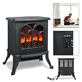YZNAHRE Elektrokamin mit Flammeneffekt & Heizung, Tragbarer Elektrischer Kaminofen 750W/1500W, LED Deko-Kamin für Innenbereich, Schwarz