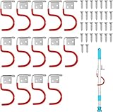 15 Stück Gerätehalter Rote Haken, Besenhalter Gerätehalter,Gartengerätehalter Metallhaken,mit 30 Stück Schrauben,Gartengerätehalter für Garagen Ordnungssysteme