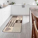 Knutzen Wohnen Küchenläufer 60x180 cm Kitchen Braun - Küchenteppich - rutschfest und waschbar - Fußwärmende Designmatte - Sisaloptik - Stilvoller Läufer für Küche, Flur und Wohnraum