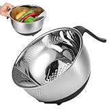 Reis Waschschüssel Edelstahl 22cm Küchensieb Reis mit Rutschfeste Silikonboden Griff Ausgießer für Reis Obst Gemüse Quinoa Nudeln