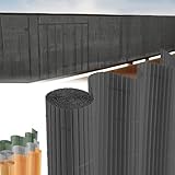 STREND PRO Balkon Sichtschutz | PVC sichtschutzmatte | Antrazit | 1m Hoch, 3m Länge | Wetterfester für Privatsphäre, Balkon Windschutz | Balkon Seitensichtschutz ohne Bohren Terrassen