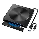 EasyULT Externes DVD Laufwerk, USB 3.0 Typ C Dual Port, Slim Portable CD/DVD-RW Laufwerk Brenner, DVD/CD Brenner und -Lesegerät Plug&Play, CD DVD Laufwerke für Laptop, MacBook, Desktop