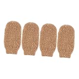 TOPPERFUN 4 Stück Teiliges Peeling handschuh Natürlichem Jutematerial Doppelseitige Duschhandschuhe für Sanftes Körperpeeling Reichhaltiger Schaum Leicht und Kompakt für Dusche Bad und