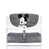 hauck Disney Sitzkissen Kompatibel mit Alpha+, Beta+ und Arketa Holzhochstuhl Highchair Pad Deluxe, Einfache Befestigung mit Klettverschluss, Maschinenwaschbar (Mickey Grey)
