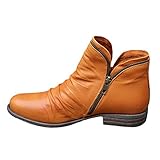 NJGRAE Damen Schnürstiefeletten Stöckelschuhe für Frauen Booties Damen Spitzschuh Damen Damen Spitz Dünne High Heels Freizeit Lederschuhe Kurze Stiefel (ac1-Yellow, 41)