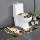 Flanell-Anti-Rutsch-Bodenmatte, dreiteiliges Set, 61 x 40,6 cm, YYHWHJDE French Paris Tour, Eiffelturm, Bild, dick und saugfähig, für Bad und WC