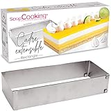 ScrapCooking 1916 Rechteckige Backform aus Edelstahl, ausziehbar von 25 bis 48 cm, für Kuchen, Vorspeisen und Desserts, silber