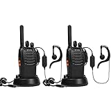 Walkie Talkie PT88E PMR446 16 Kanäle Wiederaufladbares 2-Wege-Radio mit USB-Ladefunktion LED-Taschenlampe VOX für Familie Outdoor Camping Wandern und Schule usw. (2 Packungen)