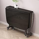 Faltbarer Esstisch mit Tropfenblättern, ausziehbarer Holztisch mit 6 Rollen, platzsparendes Design, runde Kante, tragbarer Küchentisch für Wohnzimmer und Esszimmer, 100 cm