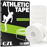 Fingertape - QZL Tape Sport - 6 Rollen (1,25cm x 60m) Sporttape Weiß Klettertape für Finger Daumen & Zehen - Rutschfestes, Widerstandsfähiges Baumwollgewebe für BJJ, Handball, Fußball, Hockey & Mehr